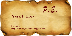 Prunyi Elek névjegykártya